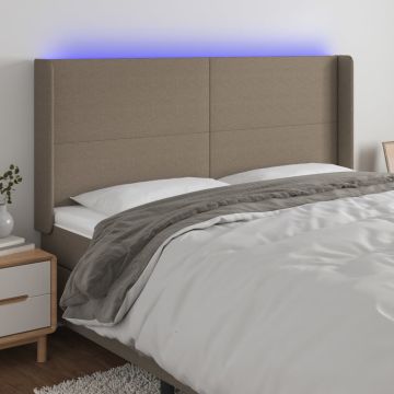 vidaXL Galvūgalis su LED, taupe spalvos, 163x16x118/128cm, audinys