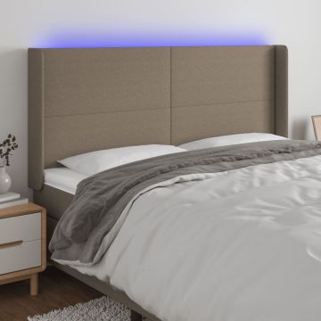 vidaXL Galvūgalis su LED, taupe spalvos, 203x16x118/128cm, audinys