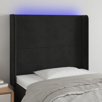 vidaXL Galvūgalis su LED, juodos spalvos, 93x16x118/128cm, aksomas