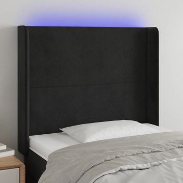 vidaXL Galvūgalis su LED, juodos spalvos, 103x16x118/128cm, aksomas