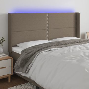 vidaXL Galvūgalis su LED, taupe spalvos, 183x16x118/128cm, audinys