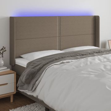 vidaXL Galvūgalis su LED, taupe spalvos, 203x16x118/128cm, audinys