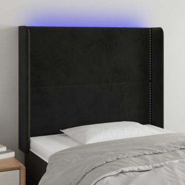 vidaXL Galvūgalis su LED, juodos spalvos, 83x16x118/128cm, aksomas