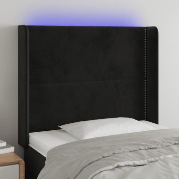 vidaXL Galvūgalis su LED, juodos spalvos, 103x16x118/128cm, aksomas