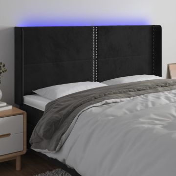 vidaXL Galvūgalis su LED, juodos spalvos, 183x16x118/128cm, aksomas