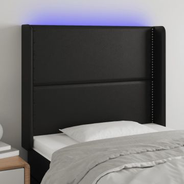 vidaXL Galvūgalis su LED, juodos spalvos, 93x16x118/128 cm