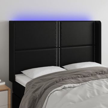 vidaXL Galvūgalis su LED, juodos spalvos, 147x16x118/128 cm