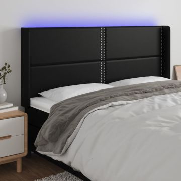 vidaXL Galvūgalis su LED, juodos spalvos, 183x16x118/128 cm