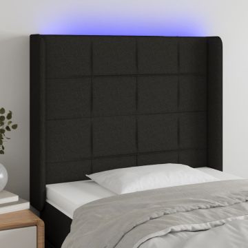 vidaXL Galvūgalis su LED, juodos spalvos, 83x16x118/128cm, audinys