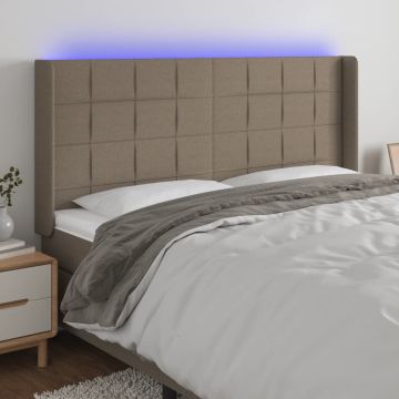 vidaXL Galvūgalis su LED, taupe spalvos, 163x16x118/128cm, audinys