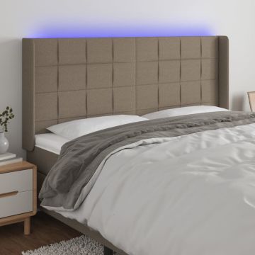 vidaXL Galvūgalis su LED, taupe spalvos, 203x16x118/128cm, audinys