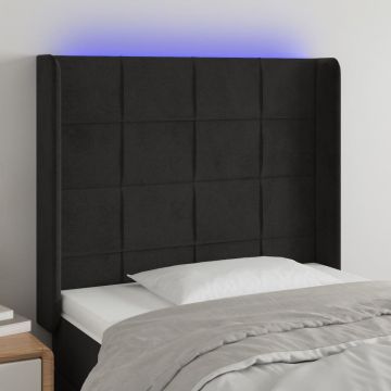 vidaXL Galvūgalis su LED, juodos spalvos, 103x16x118/128cm, aksomas