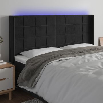 vidaXL Galvūgalis su LED, juodos spalvos, 183x16x118/128cm, aksomas