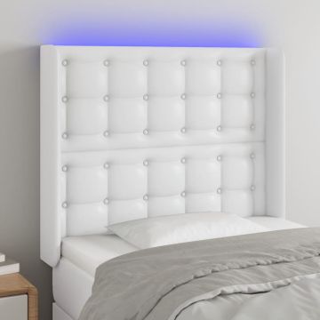 vidaXL Galvūgalis su LED, baltos spalvos, 103x16x118/128 cm