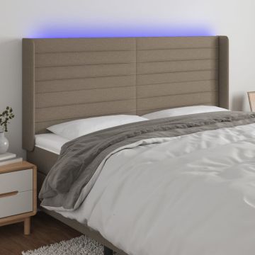 vidaXL Galvūgalis su LED, taupe spalvos, 183x16x118/128cm, audinys