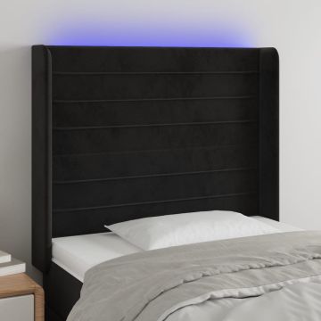 vidaXL Galvūgalis su LED, juodos spalvos, 93x16x118/128cm, aksomas