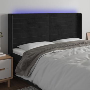 vidaXL Galvūgalis su LED, juodos spalvos, 183x16x118/128cm, aksomas