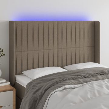 vidaXL Galvūgalis su LED, taupe spalvos, 147x16x118/128cm, audinys
