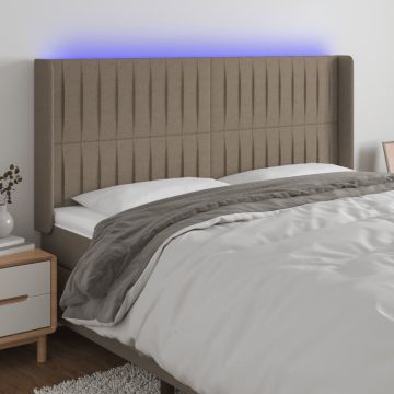 vidaXL Galvūgalis su LED, taupe spalvos, 163x16x118/128cm, audinys