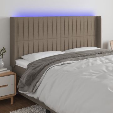vidaXL Galvūgalis su LED, taupe spalvos, 183x16x118/128cm, audinys