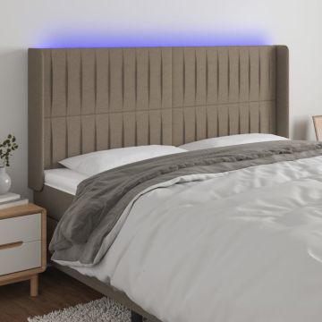 vidaXL Galvūgalis su LED, taupe spalvos, 203x16x118/128cm, audinys