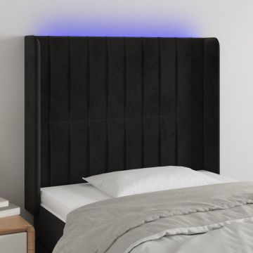 vidaXL Galvūgalis su LED, juodos spalvos, 93x16x118/128cm, aksomas