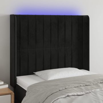 vidaXL Galvūgalis su LED, juodos spalvos, 103x16x118/128cm, aksomas