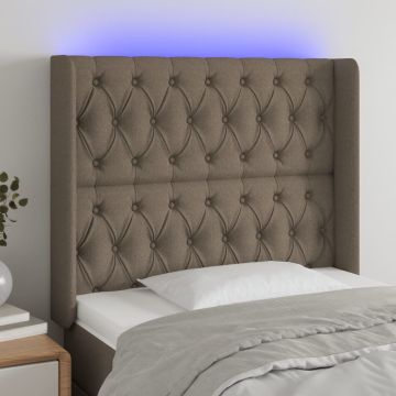 vidaXL Galvūgalis su LED, taupe spalvos, 93x16x118/128cm, audinys