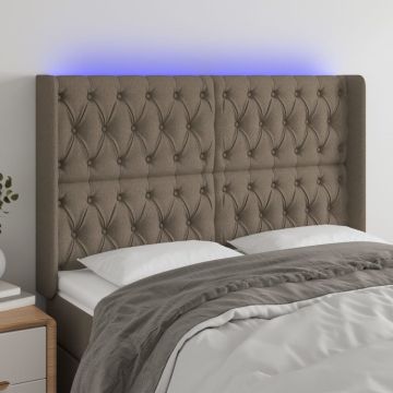 vidaXL Galvūgalis su LED, taupe spalvos, 163x16x118/128cm, audinys