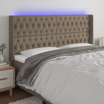 vidaXL Galvūgalis su LED, taupe spalvos, 203x16x118/128cm, audinys