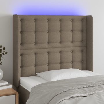 vidaXL Galvūgalis su LED, taupe spalvos, 93x16x118/128cm, audinys