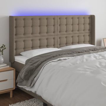vidaXL Galvūgalis su LED, taupe spalvos, 163x16x118/128cm, audinys