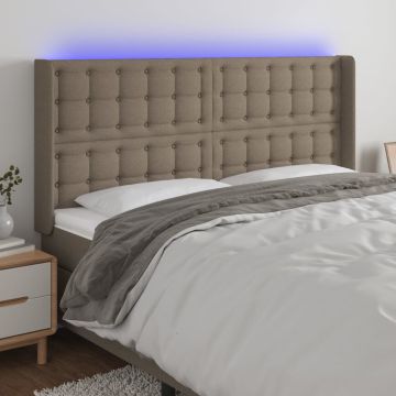 vidaXL Galvūgalis su LED, taupe spalvos, 203x16x118/128cm, audinys
