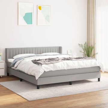 vidaXL Lova su spyruoklėmis ir čiužiniu, pilka, 180x200cm, audinys
