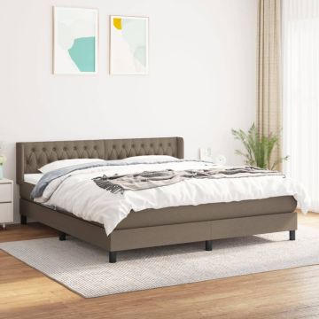 vidaXL Lova su spyruoklėmis ir čiužiniu, taupe, 180x200 cm, audinys
