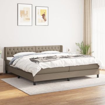 vidaXL Lova su spyruoklėmis ir čiužiniu, taupe, 200x200 cm, audinys