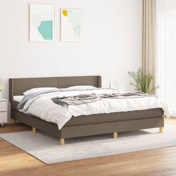 vidaXL Lova su spyruoklėmis ir čiužiniu, taupe, 180x200 cm, audinys