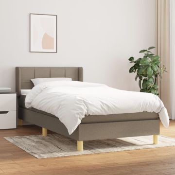 vidaXL Lova su spyruoklėmis ir čiužiniu, taupe, 90x190 cm, audinys