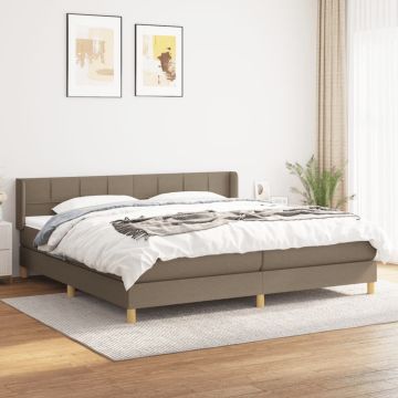 vidaXL Lova su spyruoklėmis ir čiužiniu, taupe, 200x200 cm, audinys