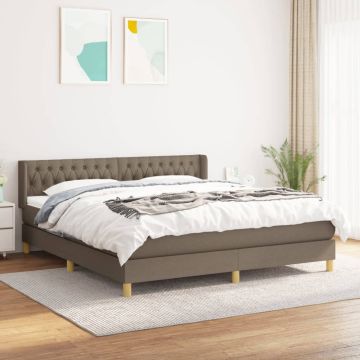 vidaXL Lova su spyruoklėmis ir čiužiniu, taupe, 180x200 cm, audinys