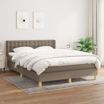 vidaXL Lova su spyruoklėmis ir čiužiniu, taupe, 140x190 cm, audinys