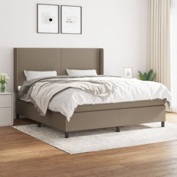 vidaXL Lova su spyruoklėmis ir čiužiniu, taupe, 180x200 cm, audinys