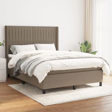 vidaXL Lova su spyruoklėmis ir čiužiniu, taupe, 140x190 cm, audinys