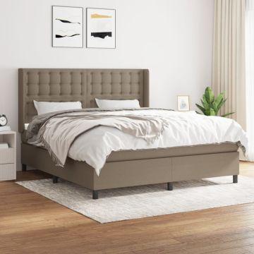 vidaXL Lova su spyruoklėmis ir čiužiniu, taupe, 160x200 cm, audinys