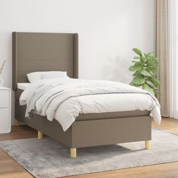 vidaXL Lova su spyruoklėmis ir čiužiniu, taupe, 90x190 cm, audinys