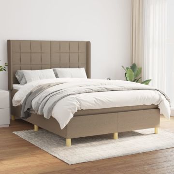 vidaXL Lova su spyruoklėmis ir čiužiniu, taupe, 140x190 cm, audinys