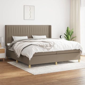 vidaXL Lova su spyruoklėmis ir čiužiniu, taupe, 200x200 cm, audinys