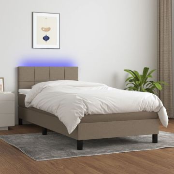 vidaXL Lova su spyruoklėmis/čiužiniu/LED, taupe, 100x200 cm, audinys