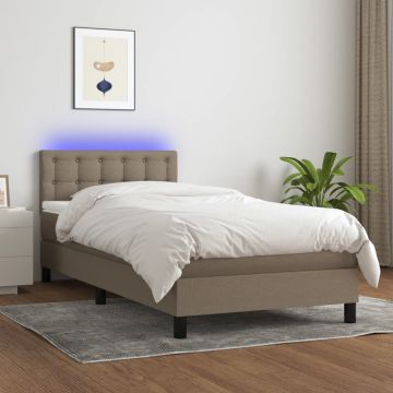vidaXL Lova su spyruoklėmis/čiužiniu/LED, taupe, 80x200cm, audinys