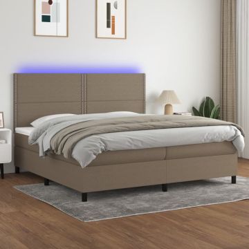 vidaXL Lova su spyruoklėmis/čiužiniu/LED, taupe, 200x200 cm, audinys